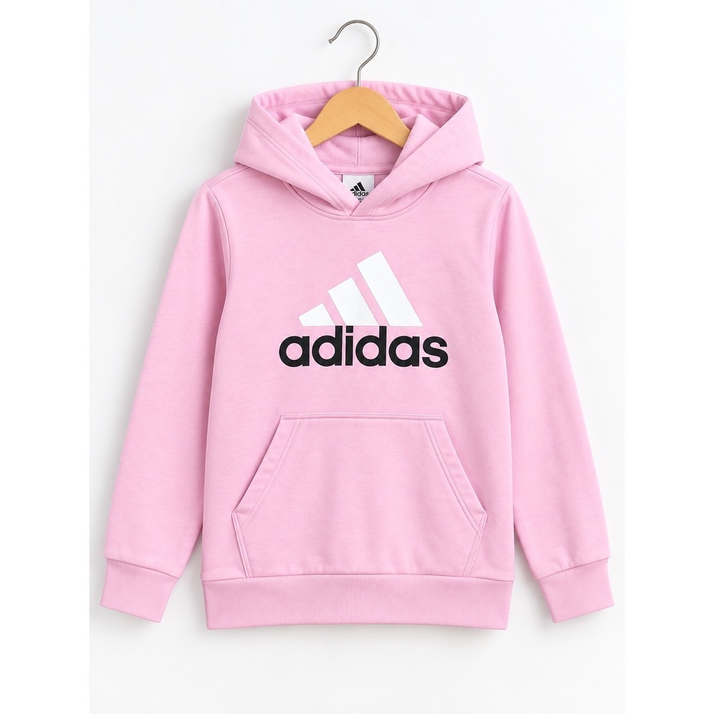 Adidas Girls Pink Badge of Sport Pullover Hoodie Sweatshirt Size 14 Large